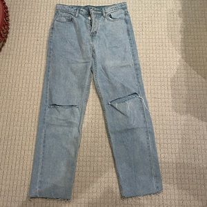 Princess Polly Attica Knee Rip Denim Jeans, Blue, Size US 6